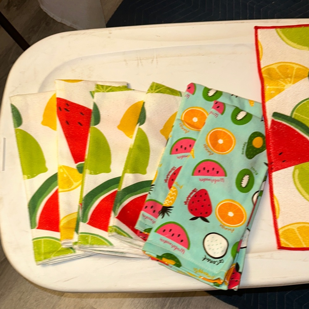 Colorful Fruit Print Kitchen Towels